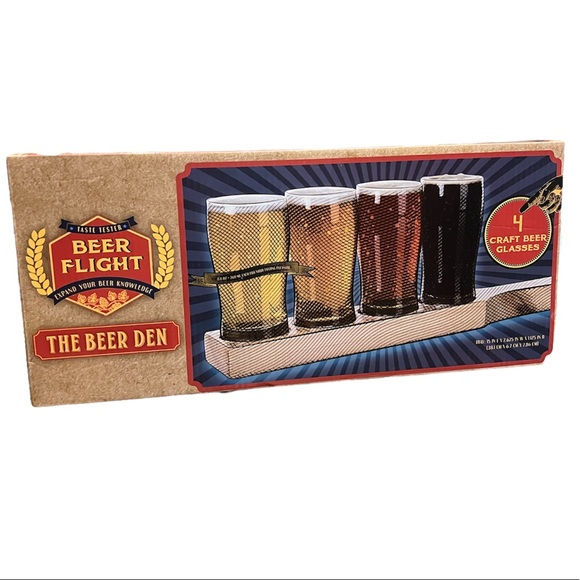 The Beer Den Beer Flight Taste Tester - 4 Craft Beer Glasses - Picture 2 of 6
